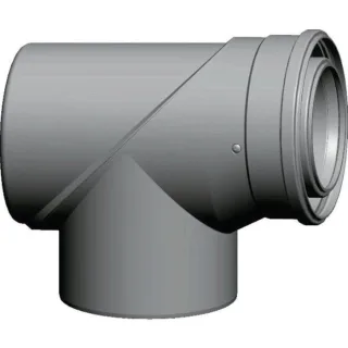 Wolf Revisions-T-Stück 2651543 87°, DN 110/160, steckbar, für Luft-/Abgasrohr, weiß