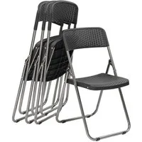 Sekey Klappstuhl Gartenstuhl Klappbar Klappstuhl Polyrattan Campingstuhl Wasserdicht (Set, 4 St), Legierter Stahl, bis 200 kg Belastbar, Schwarz