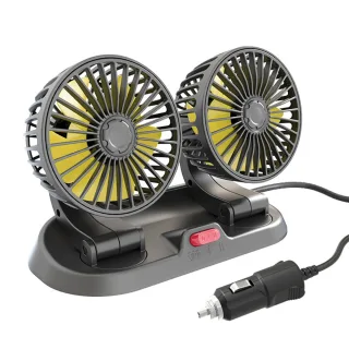 12V Dual-Head Car Fan Cooling Fans 360° 2 Speed Adjustable Mini Size Five-blade Strong Wind with Parking Number Plate Fo
