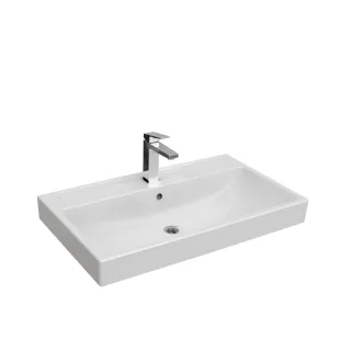 VitrA New Integra Square Waschtisch unterbaufähig mit Hahnloch mittig 79 x 47 x 17 cm,7897B403-0001 7897B403-0001
