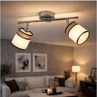 WOFI Deckenleuchte, Leuchtmittel nicht inklusive, Deckenleuchte 2 Flammig grau Deckenlampe Wohnzimmer grau-weiß, Spots