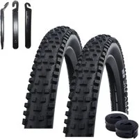maxxi4you Fahrradreifen 2 x Schwalbe Nobby Nic Addix 29 x 2,25 Schwarz + 2 x DV19 inkl. RH