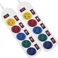 Maclean MCE204 Farbenfroh 5‑fach 1,5 m Kabel (Typ E) Steckdosenleiste 5-fach (Ein- / Ausschalter, separate Ein- / Ausschalter, Schalterbeleuchtung, Kindersicherung, Kabellänge 1.5 m), mit separaten Schaltern LED‑Beleuchtung