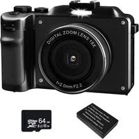 Fine Life Pro Digitalkamera, 4K HD 1080P Fotokamera Kompaktkamera (48 MP, 18X Digitalzoom,48MP Kompaktkamera mit 64 GB TF-Karte)