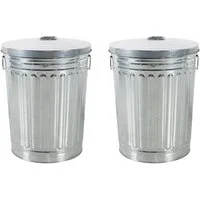 HAC24 Mülleimer Zink Abfalleimer Silber Garten Tonne Mülltonne Zinktonne Abfalltonne, mit Deckel 58 Liter und Tragegriffe