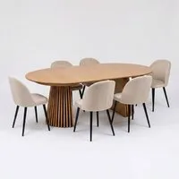 ebuy24 Essgruppe Tokyo Essgruppe Esstisch natur, 6 Stühle aus beige, (7-tlg)