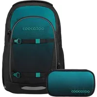 coocazoo Schulranzen Schulrucksack-Set EVERY Teal Shadows 2-teilig (2-teilig), ergonomisch, rückenschonend, Leichtgewicht