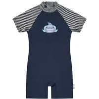 Sterntaler® Badeanzug UV-Schutz 50+ Schwimmanzug Hai (1-St) Schwimmanzug Seersucker-Ärmel mit Hai, Reißverschluss, Windeleinsatz