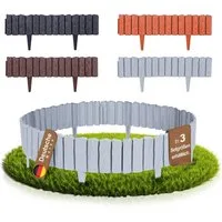 BooGardi Beetumrandung Rasenkante Kunststoff · Holzoptik · Beetbegrenzung in 4 Farben, LxH: 286x12,5 cm, 5 Stück (2,86 m) Beeteinfassung · flexible Mähkante · Grau, Palisade für Beet & Garten · Gartenzaun · Beetabgrenzung · Blumenbeet