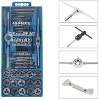 JEOBEST Gewindeschneider Gewindebohrer und Schneideisen Set, (40-tlg) mit Windeisen, Metall