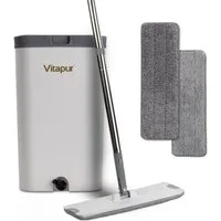 Vitapur Wischmopp 4-teiliges Bodenreinigungsset: Eimer, 360° drehbarer Bodenwischer