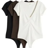The Set Kurzarmbody The Set Bodys mit gerüschter Vorderseite, 3er-Pack (3-tlg)