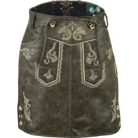 Fuente Leather Wears Trachtenrock Vintage Trachten Lederrock Damen, kurz, Nappa-Leder, rot schwarz antik Latz