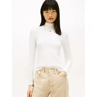 Tommy Jeans Langarmshirt TJW SLIM RIB LETTUCE EDGE LS in gerippter Struktur