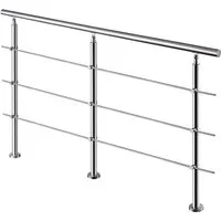 AICA Treppengeländer AICA Edelstahl-Geländer mit Handlauf, Länge 200/220/240 cm, 200 cm Länge, Packung, 3-tlg., Bodenmontage, 3 Pfosten und 3 oder 5 Querstäbe, Innen und außen.