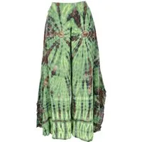 Guru-Shop Relaxhose Boho Batik Hosenrock, weite Sommerhose - grün Ethno Style, alternative Bekleidung