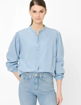 Brax Damen Bluse Style VALERIA dark vintage blue, denim hellblau, Gr. 38