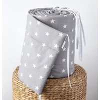 Loolay Bettnestchen GRAU WEIß Baumwolle BETTUMRANDUNG Babybett 420, 360, 210, 180 x 30cm, (Babyausstattung Babynest Kopfschutz Kantenschutz Baby, 100% Baumwolle Babybett Bettschutzgitter Umrandung), LOOLAY® - 100% Europäische Stoffe und Kleinserien-N