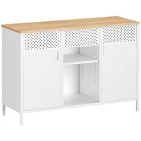 SONGMICS Aktenschrank Metallschrank, Schrank mit Doppeltür, Sideboard (Metallschrank, Schrank mit Doppeltür, Sideboard, Stahlgestell, vintagebraun-mattschwarz) Magnetverschluss, verstellbare Einlegeböden, Stahlgestell