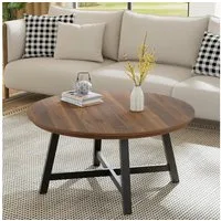 GarveeMore Beistelltisch Runder mit verstellbaren Füßen,Runder Couchtisch, Wohnzimmertisch mit verstärkten Beinen und Holzmaserung,91.5cm