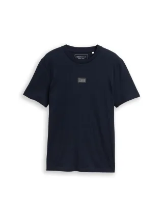 Denim Tom Tailor - Basic T-Shirt mit Logo-Print special blue - Gr. - M