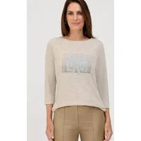 bianca Print-Shirt DINI in leichtem Feinstrick mit Wording-Print