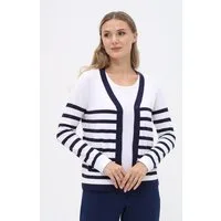 Passioni Strickjacke mit Ringel-Muster und Taschen