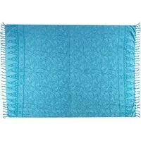 Wogeka Sarong blickdichter Sarong blau als Strandtuch Strandkleid Wickelrock