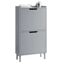 SoBuy Schuhkipper FSR151, Kommode Hoch, Flurschrank für Diele, Flur, Platzsparend, Schuhschrank mit Klappen Schuhregal schmal Schuhkommode Schuhablage