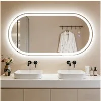 ZMH Badspiegel Spiegel Oval Badspiegel mit Beleuchtung - LED Badezimmerspiegel (1x Badspiegelleuchte), Wandspiegel Badezimmer mit Touch-Schalter Entfogger-Funktion Dimmbar