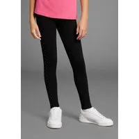 Bruno Banani Leggings mit glitzernden Strass-Steinen an der Seite, für Mädchen Für TEENS. Glitzer-Leggings