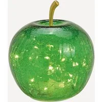 Seyila Home Dekofigur Dekorative Glas Apfel Leuchte mit LED, Crackle-Effekt, Goldener Stiel