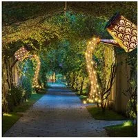 LQWELL LED Solarleuchte Solar Gießkanne mit Wasserfall Lichterkette Lampe, 2 Stück Jahrgang Solar Lanterne Garten Lampe, Warmweiß, für Hof, Path Rasen, Wege, Terrasse, Yard Deko