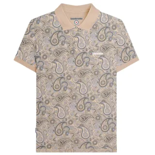 Lambretta Herren Paisley Poloshirt (Stein)