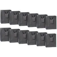 laro Geschenkbox Geschenktüten mit Henkel Medium Schwarz Gestreift 12-96stk (48 St)
