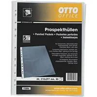 Otto Office Premium Prospekthülle Premium, 50 Stück, genarbt, Format A4 mit Multilochung, oben offen
