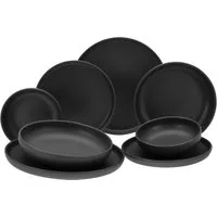 CreaTable Tafelservice Uno (8-tlg), 2 Personen, Steinzeug, Teller Set, seidenmatte Glasur