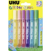 UHU Bastelfarbe UHU Glitter Glue Shiny 6 x 10 ml