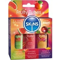 SKINS Condoms Gleitgel Fruity Tubes, 3 Tuben mit je 12ml, 3-tlg., verschiedene Sorten Gleitgel mit Geschmack