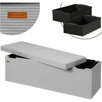 Casaria Sitzbank, Cord Grau Faltbar inkl. Boxen 114x38cm 300kg Belastbarkeit Wohnzimmer