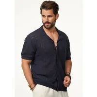 SOULSTAR Poloshirt im Cardigan Vintage Summer-Look Herren Kurzarm Strick Polo-Hemd Cardigan T-Shirt