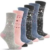 Frostfighter Thermosocken Wintersocken ohne Gummi für Damen (6-Paar) dicke warme gefütterte Socken aus Baumwolle
