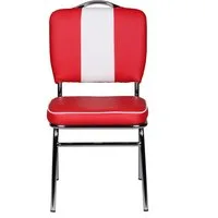 Wohnling 4-Fußstuhl Esszimmerstuhl Kunstleder American Diner Retro Rot Weiß Stuhl Sessel g (American Diner, Küchenstuhl Kunstleder Rot Weiß), Esszimmerstuhl USA, Design Polsterstuhl Esszimmer