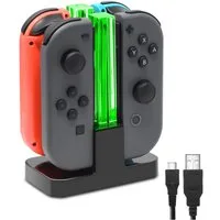 Toomoke Ladestation für Nintendo Switch 4 in 1 Joy-Con Controller Zubehör Nintendo (Controller-Ladestation, Joy-Con Ladegerät Typ-C Kabel, mit individueller LED-Anzeige, Controller Ladestation Kompatibel mit JoyCons)