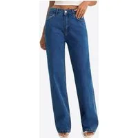 Imily Bela Gerade Jeans Damen Straight Wide Leg Jeans (Packung, 1-tlg., 1per-Pack) 5-Pocket-Style