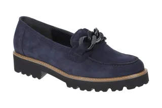 Gabor 75.240 Slipper Blau Atlantic Velour Echtleder Plateau Absatz Halbschuhe