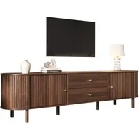 Merax Lowboard mit 2 Schiebetüren und 2 Schubladen, TV Schrank in Holzoptik (1 St), Fernsehtisch mit Kabelmanagement, 180x40x58cm