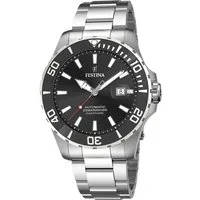 Festina Taucheruhr Automatikuhr F20531/4 – Schwarzes Zifferblatt, Edelstahlarmband, 44 mm F20531/4