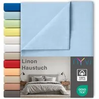 NYVI Betttuch Linon Deluxe Bettlaken ohne Gummizug aus 100% atmungsaktiver Baumwolle, Baumwolle, (1 Stück), Betttuch auch als Sommerdecke nutzbar, OEKO-TEX 100, Bei 60°C waschbar