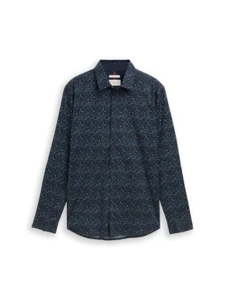 Tom Tailor - Fitted Hemd mit Muster navy round design - Gr. - XL
